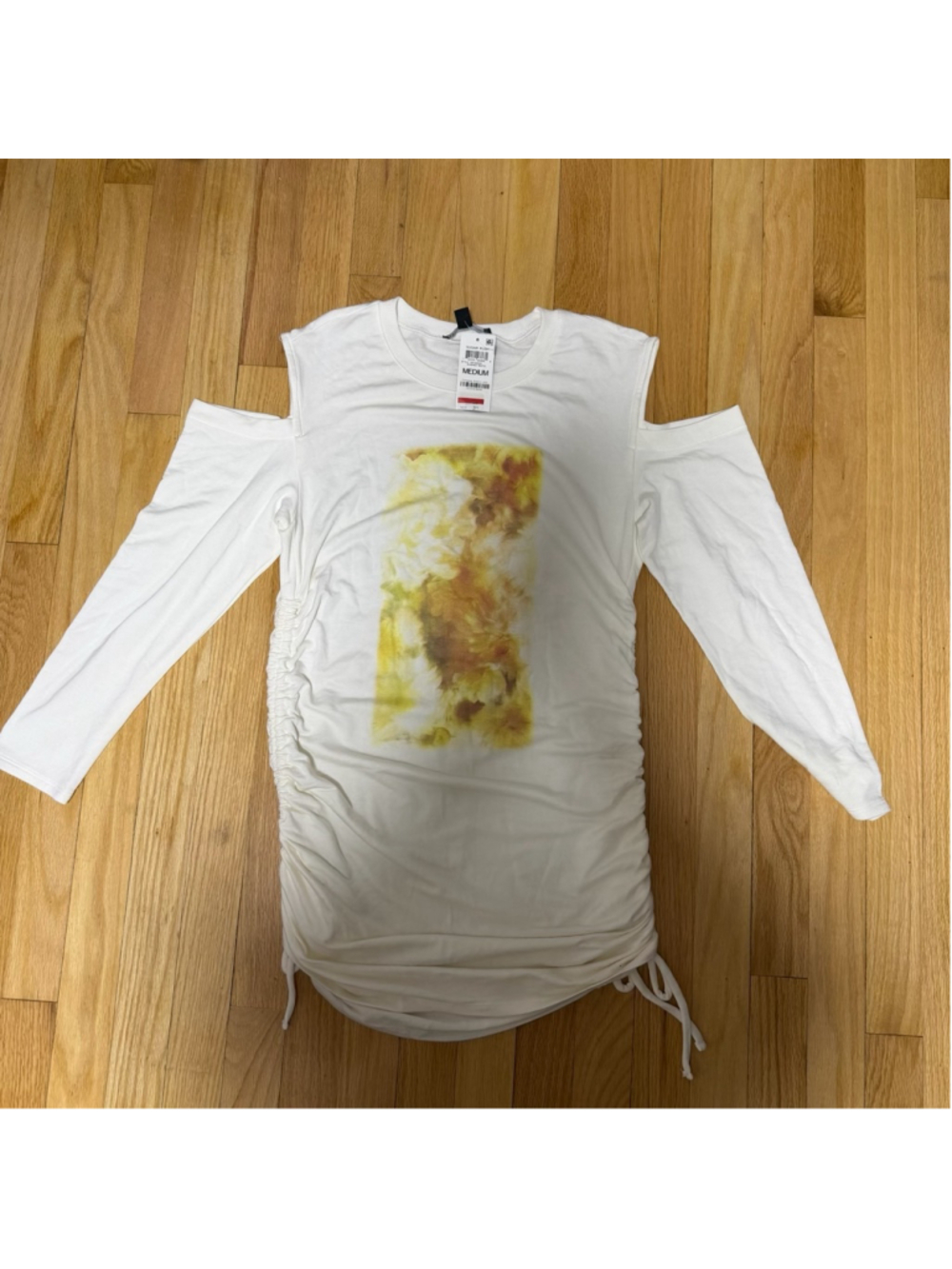 Women's INC International Concepts White Yellow Long Sleeve M SKU648